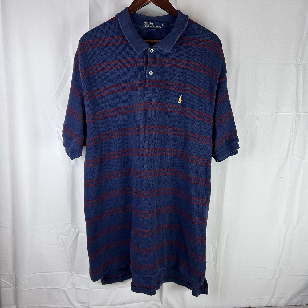 Polo Ralph Lauren Polo Shirt XXL Blue Red Striped Casual Preppy